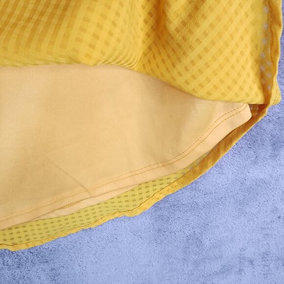 Women's Yellow Meraki Textured Blouse Top Short Sleeve Button Back Size L - Picture 6 of 11
